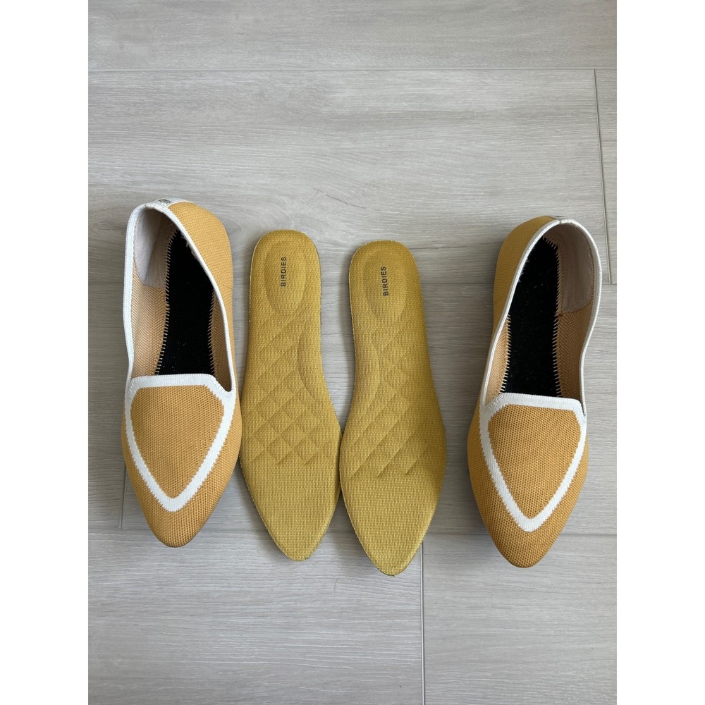 Birdies Mustard Yellow slip on flats 9 Comfort Pointed toe blackbird balletcore - Picture 8 of 10